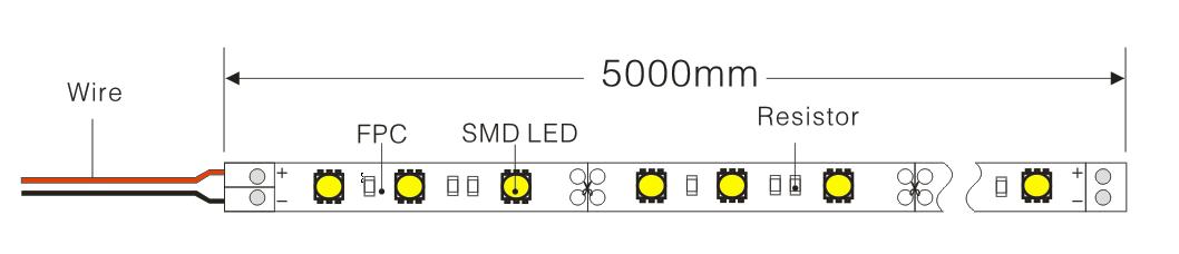 SMD LED ఫ్లెక్సిబుల్ స్ట్రిప్ SMD5050 LED స్ట్రిప్ లైట్(12V-24V) (3)